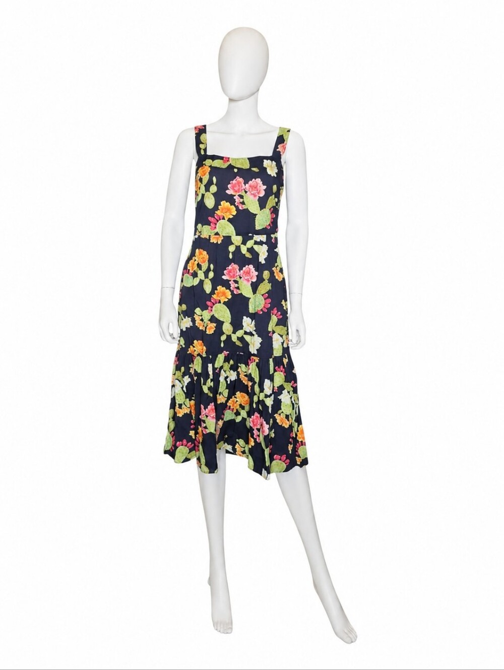 BEATRICE VALENZUELA | Cactus Flower Print Midi Dress in Size US 4